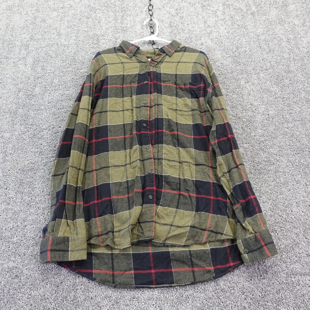 Croft & Barrow Flannel Shirt Mens Extra Large Green Plaid Long Sleeve Button Up